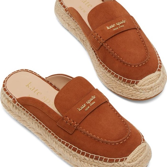 Kate Spade Brown Espadrille Mules WORN ONCE - Picture 1 of 7